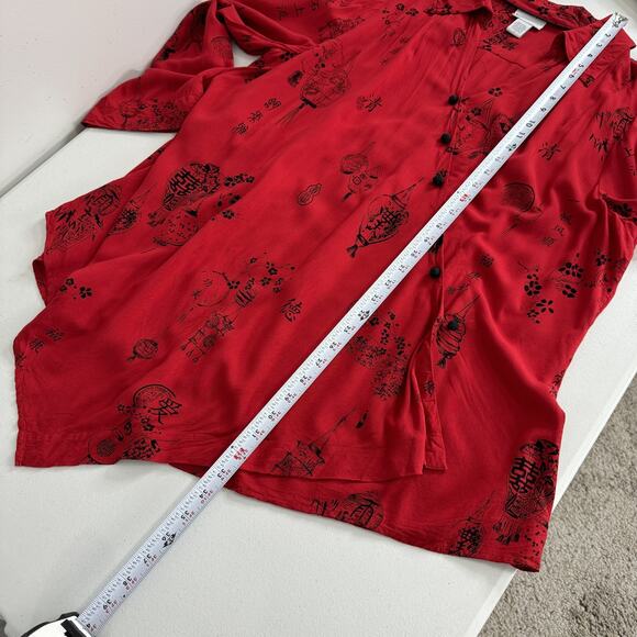 Soft Surroundings Shirt Womens 2X Red Pagoda Lantern Tunic Top Oriental Asian - Picture 11 of 14